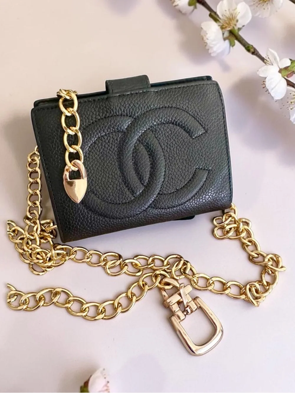 Chanel Caviar Mini Wallet with Chain Belt